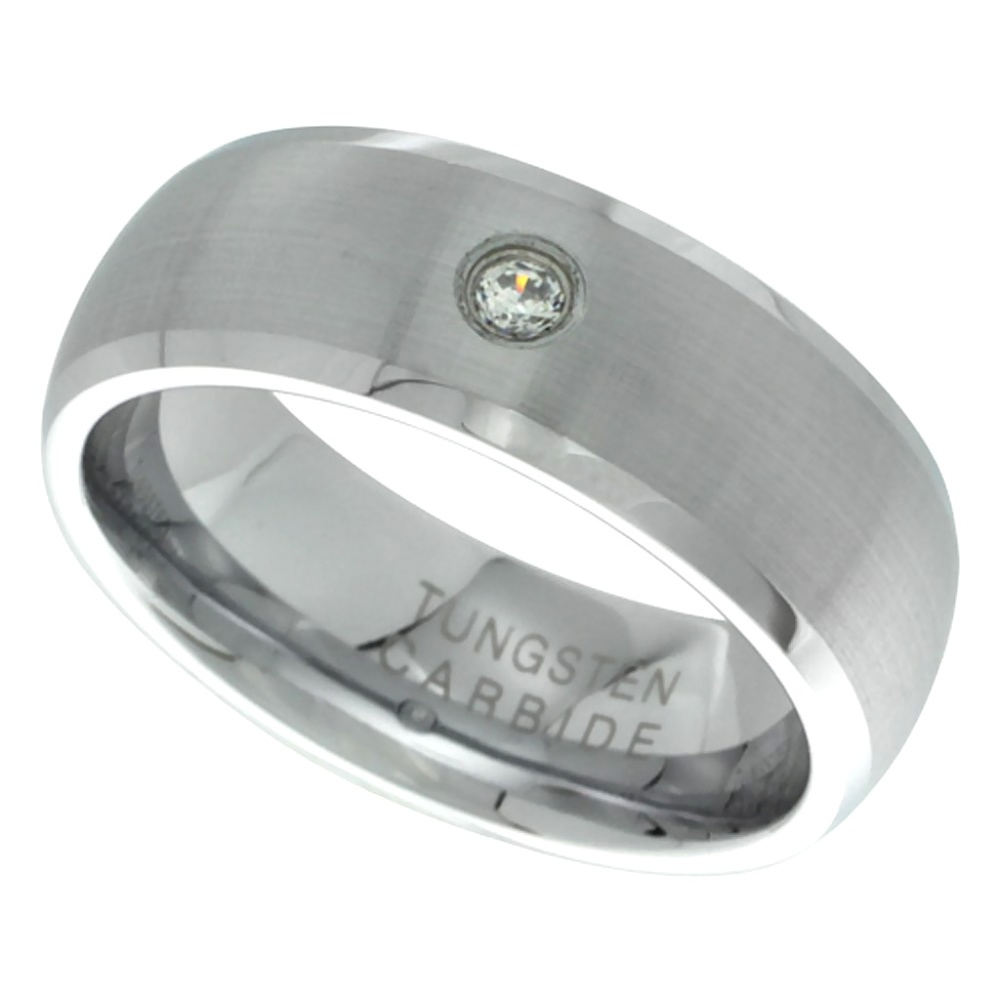 8mm Tungsten Wedding Ring CZ sizes 9 - 12